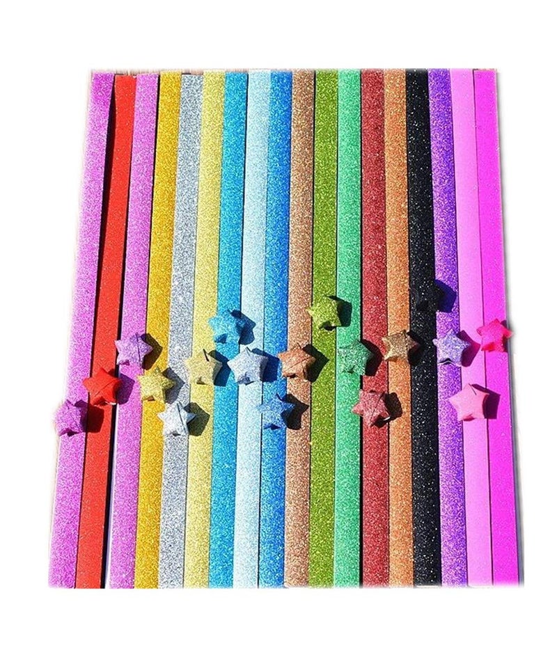 HYSTYLE Origami Stars Papers Package DIY Paper Glitter Origami Stars, 400 Sheets, 20 Colors (20 Glitter Colors) - Image 2